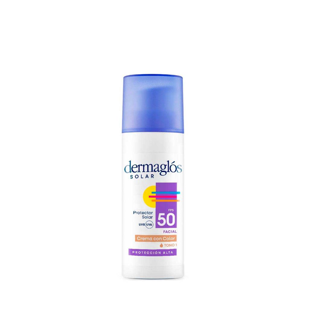 Dermaglós Protector Solar Facial FPS 50 Crema con Color Tono claro